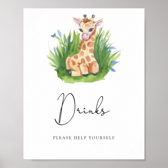 Poster Girafa - Bebidas à vontade (Frente)
