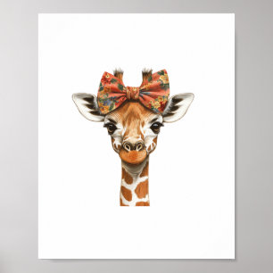 Poster Girafa Boho Flor Silvestre Coquete Laço Mãe Dia da