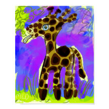 Girafa Bonita Comendo Arte Folha