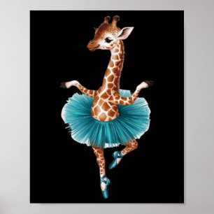 Poster Girafa Bonita Em Um Tutu Dançando Como Ballerina