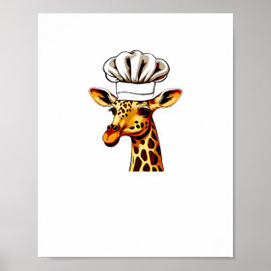 Poster Girafa Chef - Girafa Fofa Com Chapéu de Chef Giraf