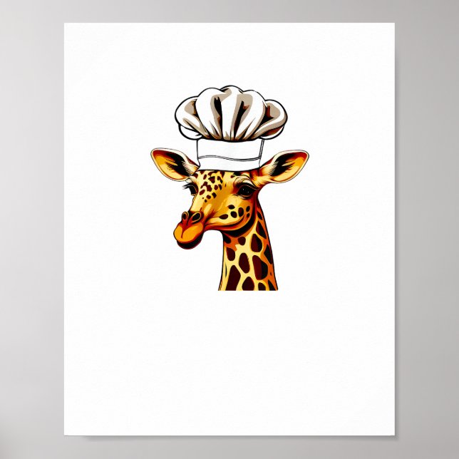Poster Girafa Chef - Girafa Fofa Com Chapéu De Chef Giraf (Frente)