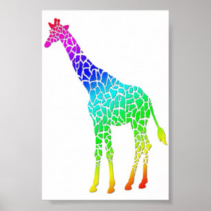 Póster Girafa Colorida