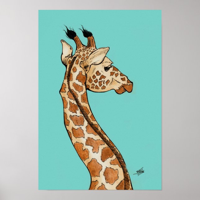 Póster Girafa com fundo teórico (Frente)