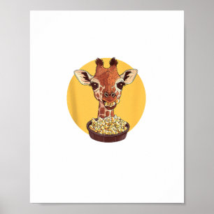 Poster Girafa Com Pipoca Humor Animal de Desenho