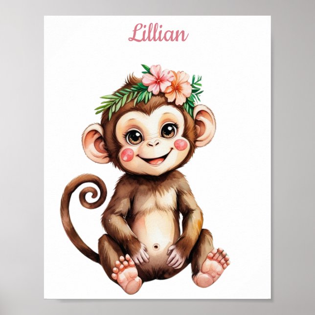 Poster Girafa da selva da garota personalizada (Frente)