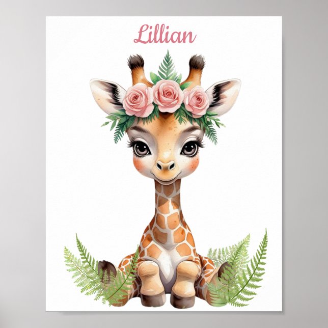 Poster Girafa da selva da garota personalizada (Frente)