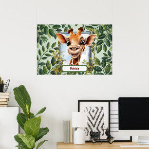 Poster Girafa da selva fofa crianças unissex 