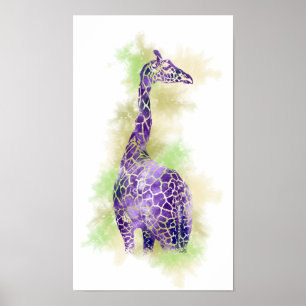 Póster Girafa de Aquarela 1