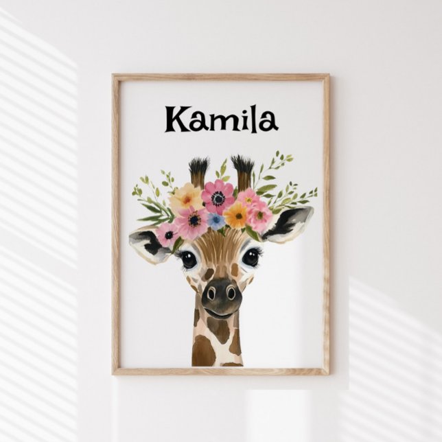 Póster Girafa de Bebê Personalizada com Ferro Florestal (Criador carregado)