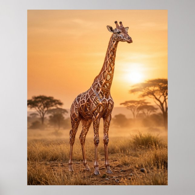 Poster Girafa de Cobre Pôr do Sol (Frente)