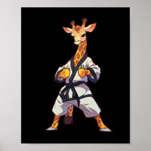 Poster Girafa de Karate Taekwondo Lutador de Artes Marcia