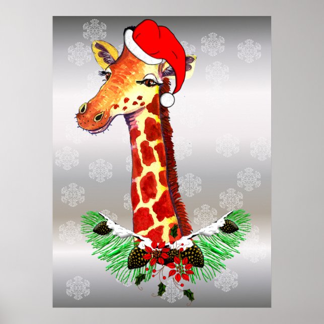 Póster Girafa de Natal (Frente)