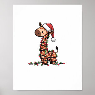 Poster Girafa de Natal linda Girafa