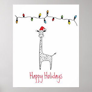 Poster Girafa de Natal Whimsical