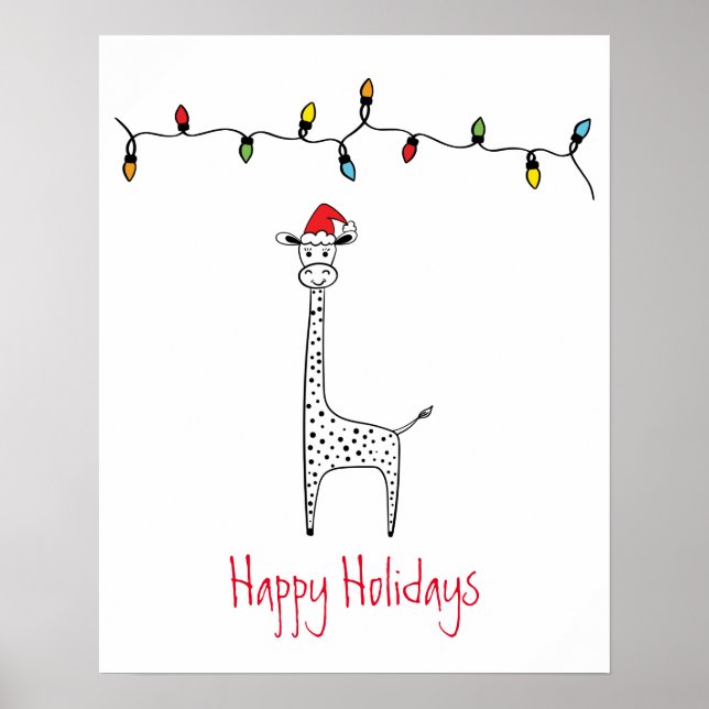 Poster Girafa de Natal Whimsical (Frente)