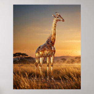 Poster Girafa de Vidro Savana Amanhecer