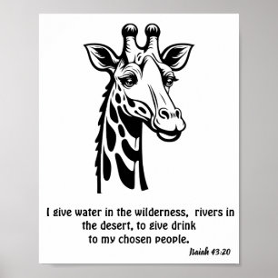 Poster Girafa Deus dará água na natureza