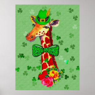 Póster Girafa do dia de St Patrick