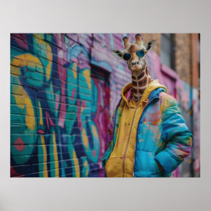Poster Girafa em roupa de rua com óculos de sol