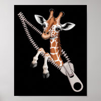 Girafa Emergindo de um Zíper Fantasia Divertida pa