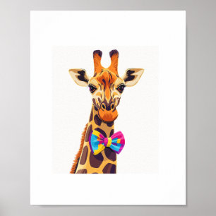 Poster Girafa Engraçada Com Gravata Borboleta Humor Anima