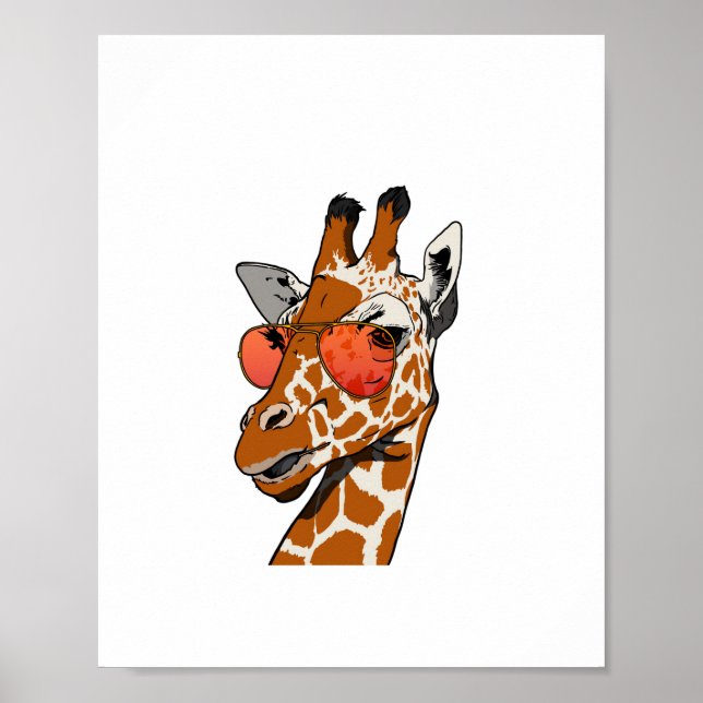 Poster Girafa Engraçada com Óculos de Sol Presente para G (Frente)