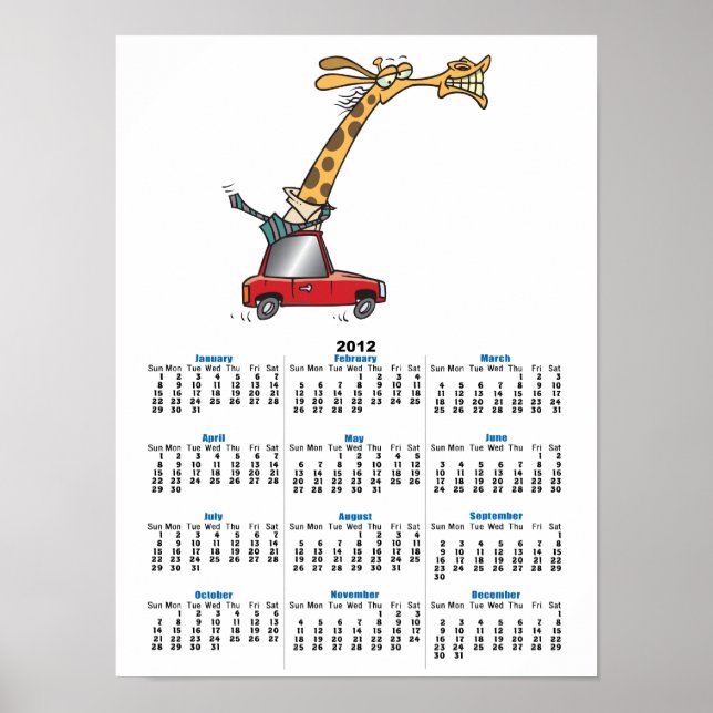 Póster girafa engraçada do bobo em um carro viajando (Frente)