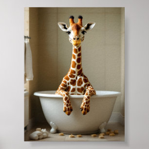 Poster Girafa engraçada no banho