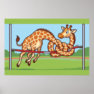 Poster Girafa Engraçada Salto Alto Cartoon