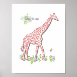 Póster Girafa Fofa Capricho Crianças Imagem Personalizada