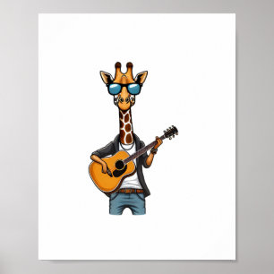 Poster Girafa Fofa Tocando Guitarra Girafas Músico Música
