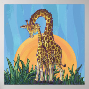 Poster Girafa Mama e Bebê