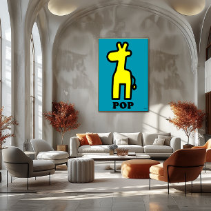 Poster Girafa Minimalista Pop – Gráfico de Animal Amarelo