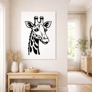 Poster Girafa Minimalista Preto e Branco