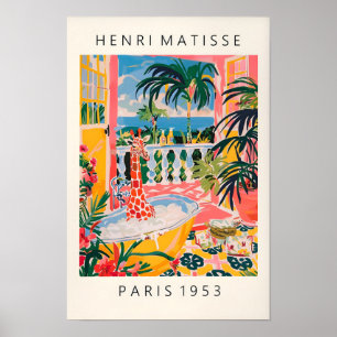 Poster Girafa na Banheira Inspirada na Arte de Matisse, E