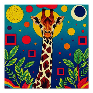 Póster Girafa na folhagem