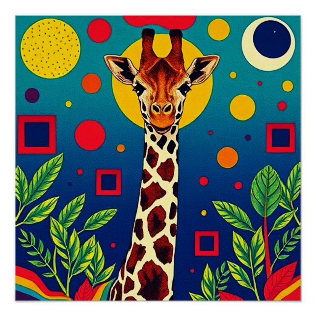 Póster Girafa na folhagem (Frente)