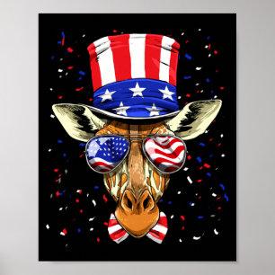 Poster girafa patriótica do dia 4 de julho vestindo bande