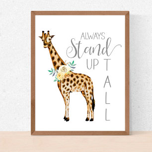 Poster Girafa Sempre Fique em Pé Alta Aquarela Moderna