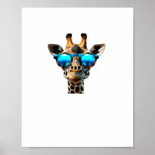Poster Girafa sorridente engraçada com óculos de sol