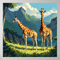 Girafas amigáveis na pintura selvagem