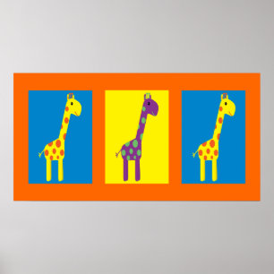 Póster Girafas bonitos & coloridos customizáveis