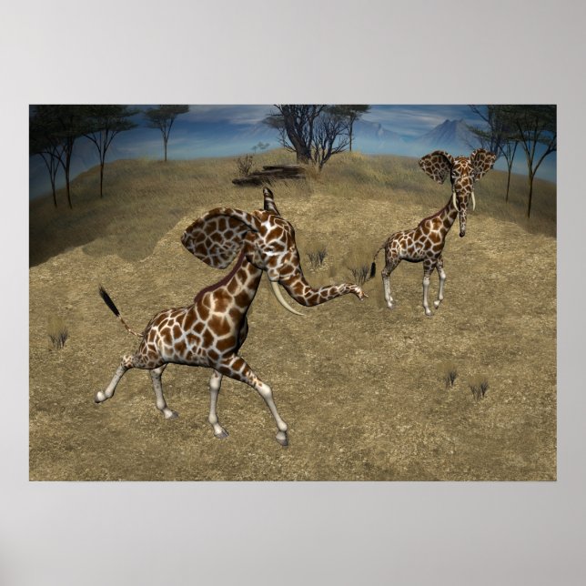 Poster Girafas de elefante giratório (Frente)