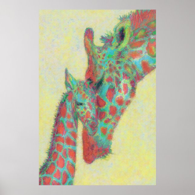 Poster girafas de laranja e aqua (Frente)