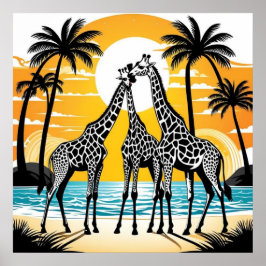 Poster Girafas na praia