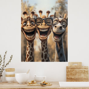 Poster Girafas peludas nos óculos