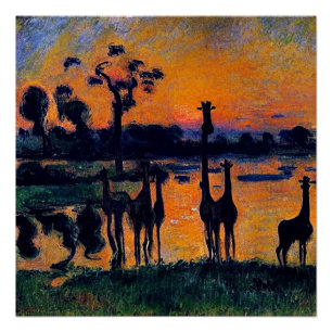 Póster Girafas Silhuetadas