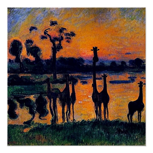Póster Girafas Silhuetadas (Frente)