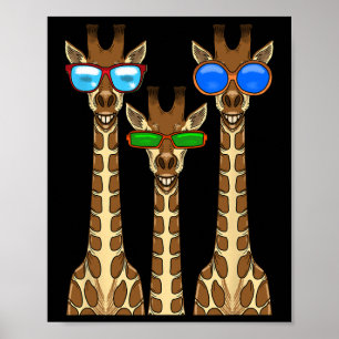 Poster Girafas sorridentes Vestindo pulmões Engraçados